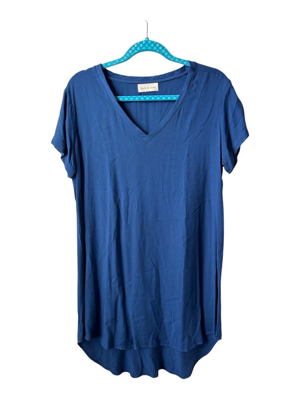 Anthropologie cloth & stone Navy V-Neck Crispin Mini Tunic Dress/T-Shirt Dress - Picture 2 of 7